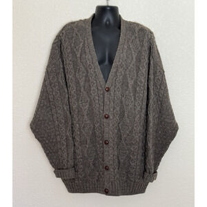 Vtg LL Bean Cable Knit Fisherman Sweater 2XLT Grandpacore Cabincore Ireland